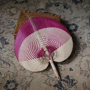 Premium Bohemian Rattan Hand Fan Handwoven Bamboo Cooling Fan for Trendy Tropical Decor Beach Events and Outdoor Use - Product Image 3