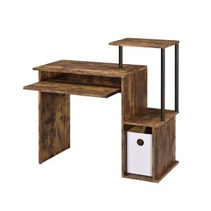 Bureau d'ordinateur en chêne patiné et noir avec plateau à clavier Meubles de bureau à domicile élégants - Product Image 2