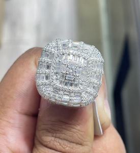 Bague Iced Out en Moissanite Baguette et Diamant VVS Taille Ronde, Style Cluster, pour Homme, Hip Hop, en Argent Sterling 925 - Product Image 2