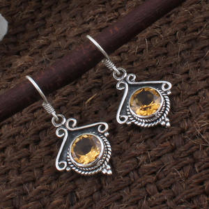 ต่างหูเงินแท้ 925 ประดับซิทรินธรรมชาติสำหรับผู้หญิง ต่างหูห้อยประดับพลอยควอตซ์สีเหลืองสุดหรู ของขวัญเครื่องประดับชั้นดี - Product Image 2