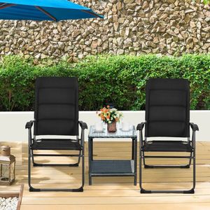 2 sillas plegables para patio al aire libre con respaldos ajustables para uso en bistró y patio trasero - Product Image 6