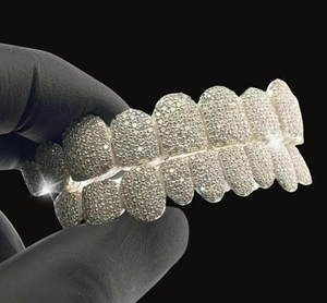 Grillz de Plata de Ley 925 con Forma de Ancla y Diamantes VVS, Joyería Fina Hip Hop para Hombre, Estilo Iced Out - Product Image 4