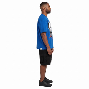 T-shirt à manches courtes pour homme, imprimé graphique surdimensionné, bleu Mixed Emotion, streetwear, 100% coton, mélange de spandex, 320g - Product Image 3