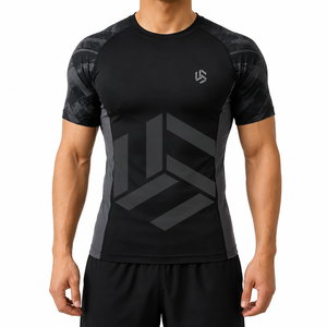 Camiseta de Compresión de Manga Corta de Neopreno Personalizada para Hombre |   Camiseta Deportiva Transpirable de Secado Rápido para Gimnasio |   Deportes de Entrenamiento de MMA y BJJ - Product Image 2