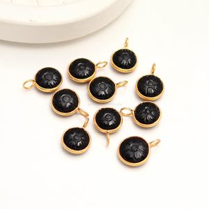Colgante de ónix negro natural tallado a mano con forma de flor, plata de ley 925, amuleto de ónix negro para la fabricación de joyas al por mayor - Product Image 3