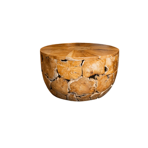 Table ronde en teck rustique de luxe ARTERRA, table basse artisanale en bois naturel, meubles de salon, meubles de maison, Indonésie - Product Image 1