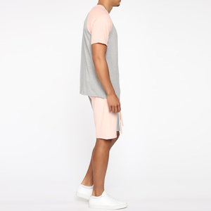 Ensemble deux pièces unisexe pour homme : T-shirt et short d'été avec taille élastique, motif uni respirant – Conception 2-en-1 - Product Image 4
