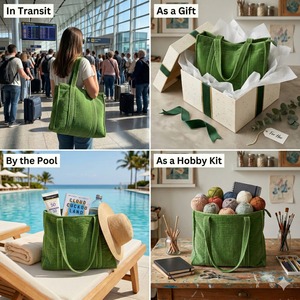 Sac fourre-tout de luxe vert matelassé SHRI RAM HANDLOOM HANDICRAFT pour femme, grande capacité, avec double poignée, sac à bandoulière pour le shopping et les voyages - Product Image 6