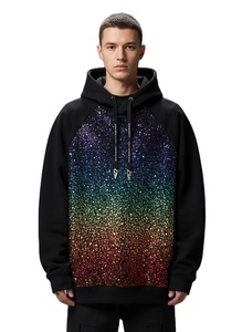 Sudadera con Capucha de Felpa Francesa para Hombre, con Pedrería, 480 g/m², Personalizada OEM, Lavado Ácido, Oversize, Estilo Urbano, Corte Holgado - Product Image 1