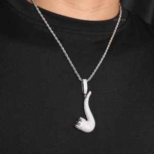 Pendentif en argent sterling 925 - Bijou de tous les jours serti de pierres, pendentif audacieux style hip-hop, pendentif moissanite fait main - Product Image 1