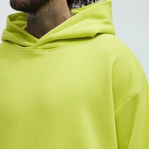 Sudadera con Capucha Extra Grande de Color Verde Neón para Hombre - Sudadera Informal de Corte Holgado con Diseño de Hombros Caídos, Sudaderas Personalizadas - Product Image 3
