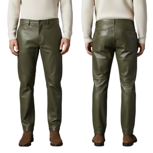 Bespoke Cow Hair Leather Pant Men Women Western Cowhide Fur Trousers Brown And White Spotted Real Hair On Hide Slim Fit Pants - Product Image 4