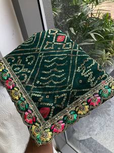 Sari Tradicional Indio-Pakistaní de Chifón Verde Bordado Fendy para Mujer, de Secado Rápido y Longitud Regular - Product Image 3