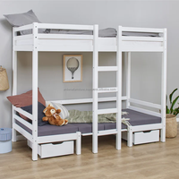 Lits modernes blancs pour enfants Meubles en bois massif Lits superposés pour enfants avec module lounge et dessus de table réglable pour villa appartement