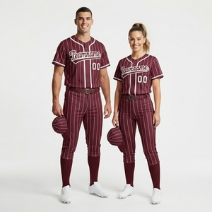 Custom Baseball Uniform Set Shirts Sublimation Logo Print <b>Strip</b> Baseball Softball Wear Embroidered Baseball Jersey - Product Image 2