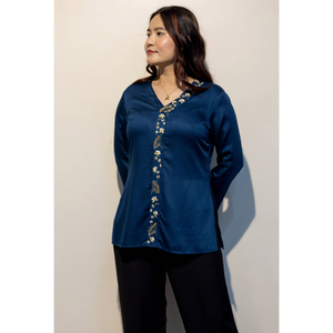 Camisa Premium de Algodón Giza Azul PAMELA para Mujer, Blusa Elegante para Oficina, Proveedor Mayorista - Product Image 2