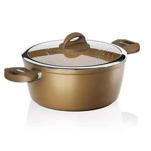 Sartén Antiadherente de Granito Azul con Tapa de Vidrio, Compatible con Inducción, Sartén de Aluminio con Mango de Madera - Product Image 2