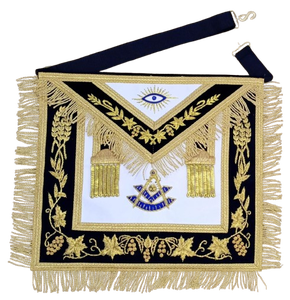 Tablier de Maître Maçonnique Ventoria Enterprises Brodé à la Main en Raxine Bleu Marine avec Broche de Sécurité en Fil Doré – Meilleure Vente - Product Image 1