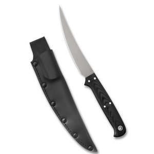 Couteaux professionnels à lame fixe avec lame incurvée en acier inoxydable tranchant, manche ergonomique noir et étui de protection pour l'extérieur - Product Image 1