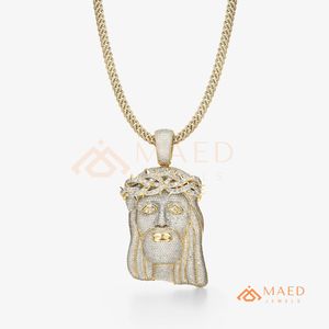 14K Gold <b>Iced</b> <b>Out</b> Jesus Face Moissanite Hip Hop Pendant Charm for Men Luxury Cuban <b>Chain</b> Jewelry Gift Premium Urban Fashion - Product Image 5