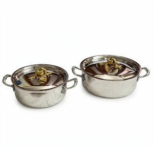 Juego de tapas de calabaza de acero inoxidable plateado brillante con textura martillada para 4 cacerolas Ruffoni y sartén antiadherente duradera - Product Image 1