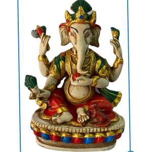 Corona mediana Ganesh estatua pintada a mano resina hecha a mano budismo estilo religioso Nepal decoración del hogar - Product Image 6