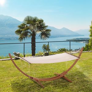 10FT Boho Style Single Person White Steel <b>Hammock</b> Stand Breathable Cotton Surface for Patio Backyard Balcony Porch for Park Use - Product Image 2