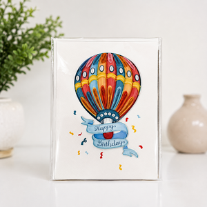 Carte de vœux artisanale élégante et personnalisée en quilling, motif montgolfière colorée, pour anniversaire, vente en gros, fabricant OEM/ODM, carte de luxe - Product Image 4