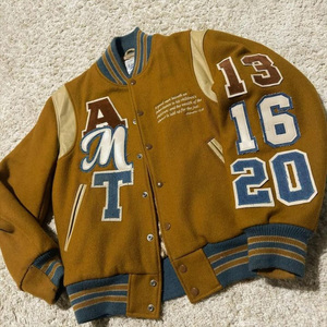 Custom Vintage Style Breathable Single Button Varsity <b>Jacket</b> for Men Winter Stand Collar Front Logo 100% Wool High Quality - Product Image 5
