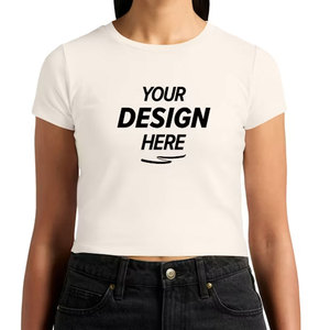 Camiseta Corta de Punto para Mujer, Nueva, Ajustada, Cuello Redondo, Básica, Lisa, Suave, Elástica, Informal, de Verano - Product Image 1