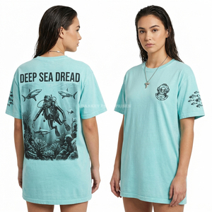 Camiseta Oversize de Algodón Verde Menta 210GSM con Lavado Ácido para Mujer, Diseño Gráfico Personalizado de Calavera y Armadura de Caballero 'Honor Till Death', Venta al por Mayor - Product Image 4