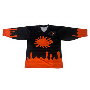 Maillot de hockey sur glace personnalisé sublimé, unisexe, manches longues, col en V, maille respirante en polyester, vêtements pour adultes toutes saisons - Product Image 1