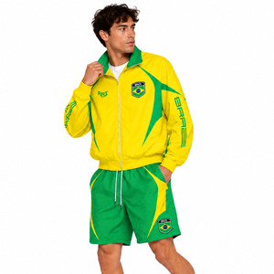 Chaqueta Cortavientos y Pantalones Cortos Estilo Brasileño Y2K, Traje Deportivo de Nailon Amarillo Verde, Sublimación, Ligero, Sudadera con Capucha para Verano - Product Image 6