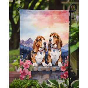 Basset Hound Deux Coeurs Drapeau De Jardin Multicolore Décoratif Drapeau De Cour Bannière pour Patio Illustration pour Cour Lits De Fleurs - Product Image 3