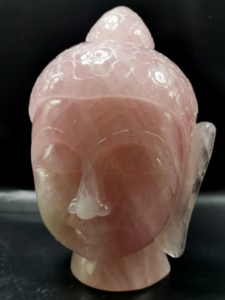 Estatua de Cabeza de Buda Tallada a Mano en Cuarzo Rosa, Escultura de Rostro de Cristal, Decoración Espiritual Budista para el Hogar - Product Image 1