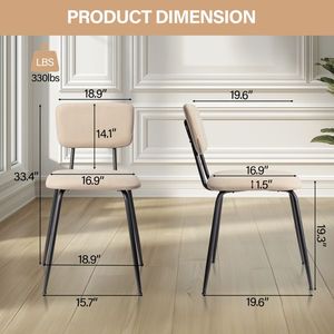 Ensemble moderne de 6 chaises de salle à manger rembourrées blanches pour la cuisine, le bar, le bureau - Product Image 3