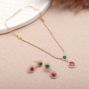 Emerald <b>Ruby</b> Vintage IGI Certified <b>Necklace</b> Set Gold Plated Red Green Multi Layer Traditional Indian Bridal Wedding Jewelry - Product Image 3
