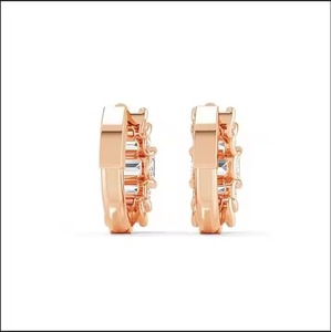 New Indian Manufactured Luxury Moissanite Diamond <b>Earrings</b> for Women Certified Baguette Cut Sustainable Fine Available For Sale - Product Image 3
