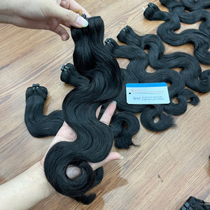 Soldes de Noël : Extensions de cheveux humains 100% vierges Remy vietnamiens noirs, ondulés, double trame, qualité supérieure, soyeux et permanentés - Product Image 3
