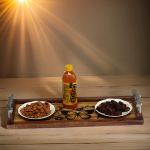 Bandeja de Servir Moderna Hecha a Mano de Alta Calidad Falak World Export, con Asa de Metal y Diseño de Madera, Apta para Lavavajillas y Microondas, para el Hogar - Product Image 6