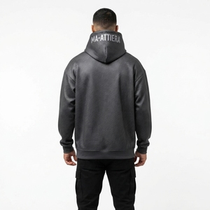 Sweat-shirt à capuche noir pour homme avec design à pois de strass blancs, streetwear personnalisé - Product Image 2