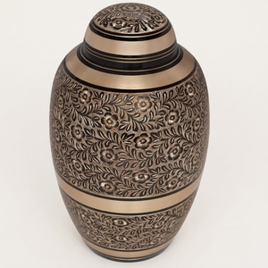 Two-Tone Elite Onyx Brass Metal Token Cremation <b>Urn</b> Secure Threaded Lid Ash Container <b>Large</b> Custom Engraved Decorative Memorial - Product Image 3