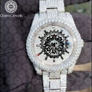 Montre de luxe pour homme Charm, boîtier de 40 mm, mouvement mécanique analogique, bracelet en acier inoxydable serti de diamants, cadran en verre lumineux, automatique - Product Image 1