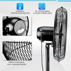 พัดลมตั้งพื้นแบบเสาสูง 20 นิ้ว 5000CFM ปรับระดับได้ มอเตอร์ทองแดง BLDC 100% ใบพัดอลูมิเนียม 4 ระดับความเร็ว - Product Image 4