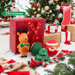 Ensemble de jouets interactifs pour chien en latex écologique, avec thème de Noël Père Noël et rennes, jouet à mâcher durable pour la santé dentaire - Product Image 3
