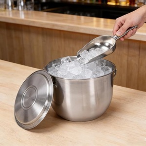 Cubo de Hielo de Acero Inoxidable Estilo Americano con Asa, Tapa y Pinzas, Enfriador de Hielo de Doble Pared Aislado para Restaurante, Bar, Fiesta, Moontstar - Product Image 1