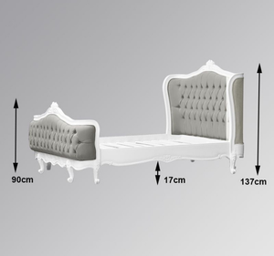 Cama Tapizada Clásica de Estilo Europeo con Cabecera Acolchada Suave, Estructura de Madera de Caoba y Tapicería de Tela - Product Image 3
