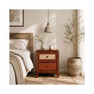 Colección LAYTON, Muebles de Dormitorio, Mesita de Noche de Madera Maciza Ecológica y Duradera, Fabricante de Vietnam - Product Image 1