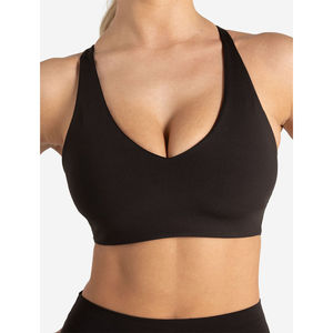 Nouveau design Soutien-gorge de sport ajustable grande taille avec détail découpe en V devant et dos, lisse, respirant, écologique, maintien élevé, ultra extensible - Product Image 1