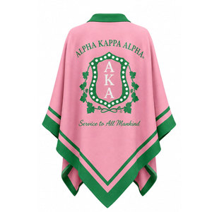 Alpha Kapa Alpha Green Pink <b>Poncho</b> Long Women's Shawl All Seasons Wear Digital Printed Color Block Design - Product Image 6
